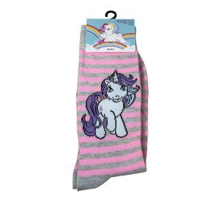 My Little Pony Pink Gray Striped Crew Socks Womens 10-13